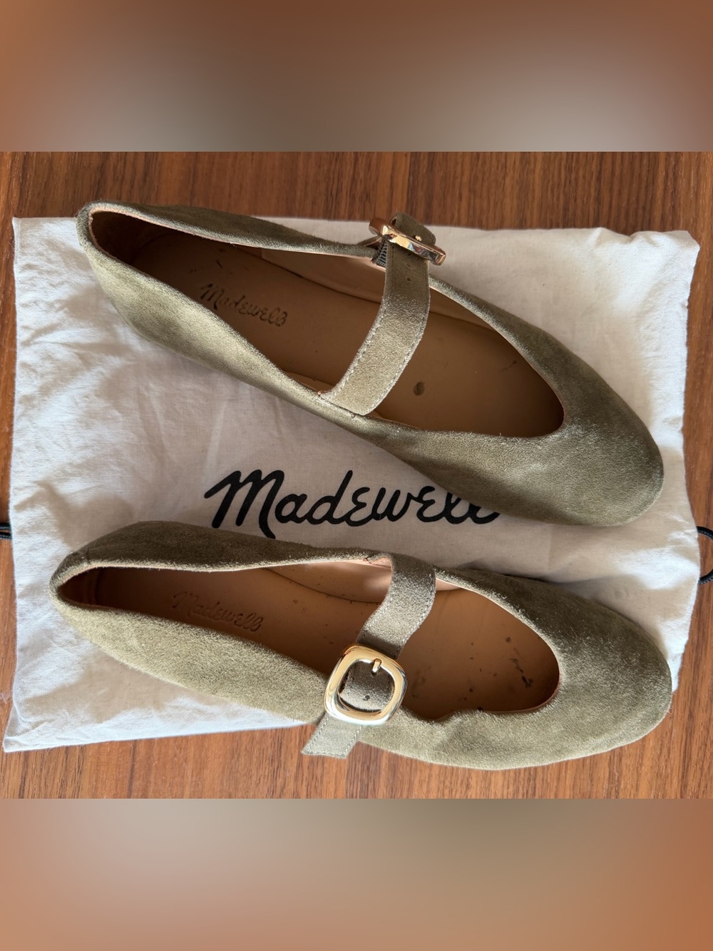 Madewell aged olive The Remy Mary Jane Flat